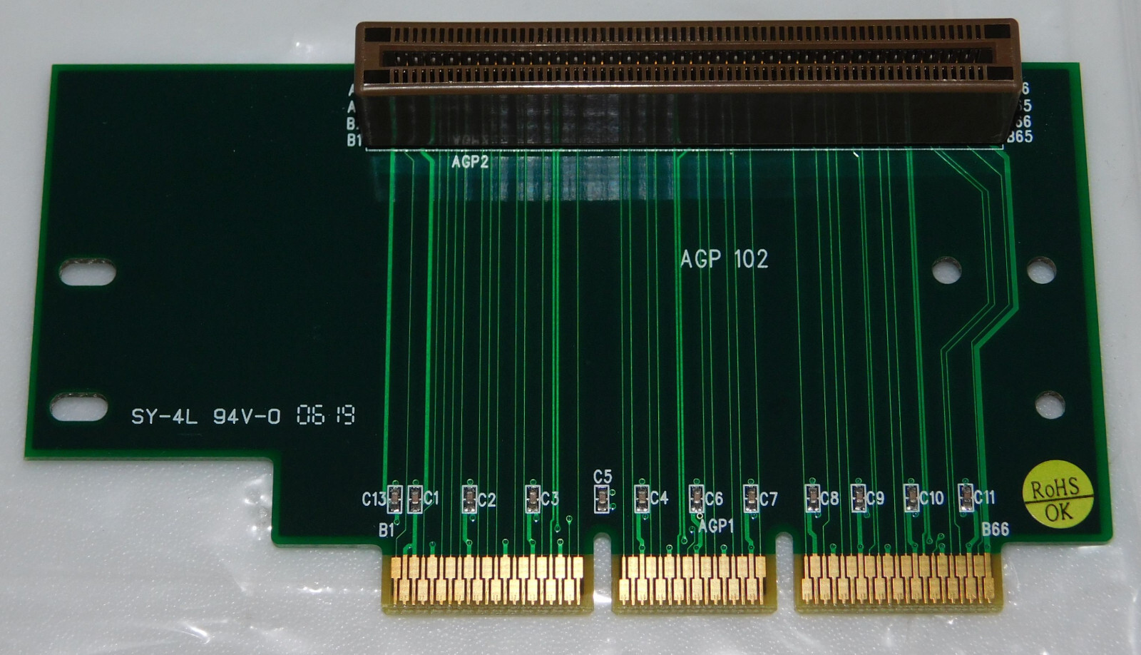 AGP 102 Riser Extension 3.3V / 1.5V Universal Slot 53mm Gold Plated Contacts