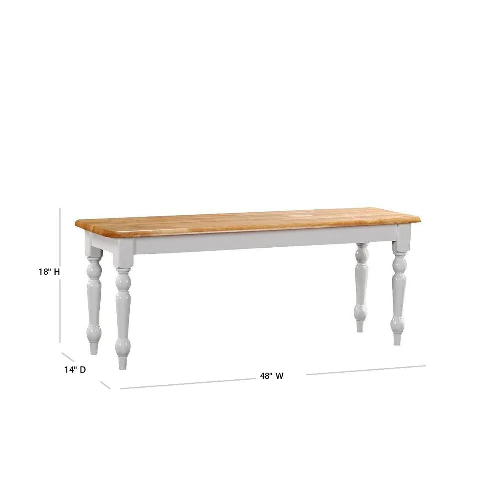 Boraam Bench Solid Hardwood Construction Backless White Finish Legs 14 in. Depth