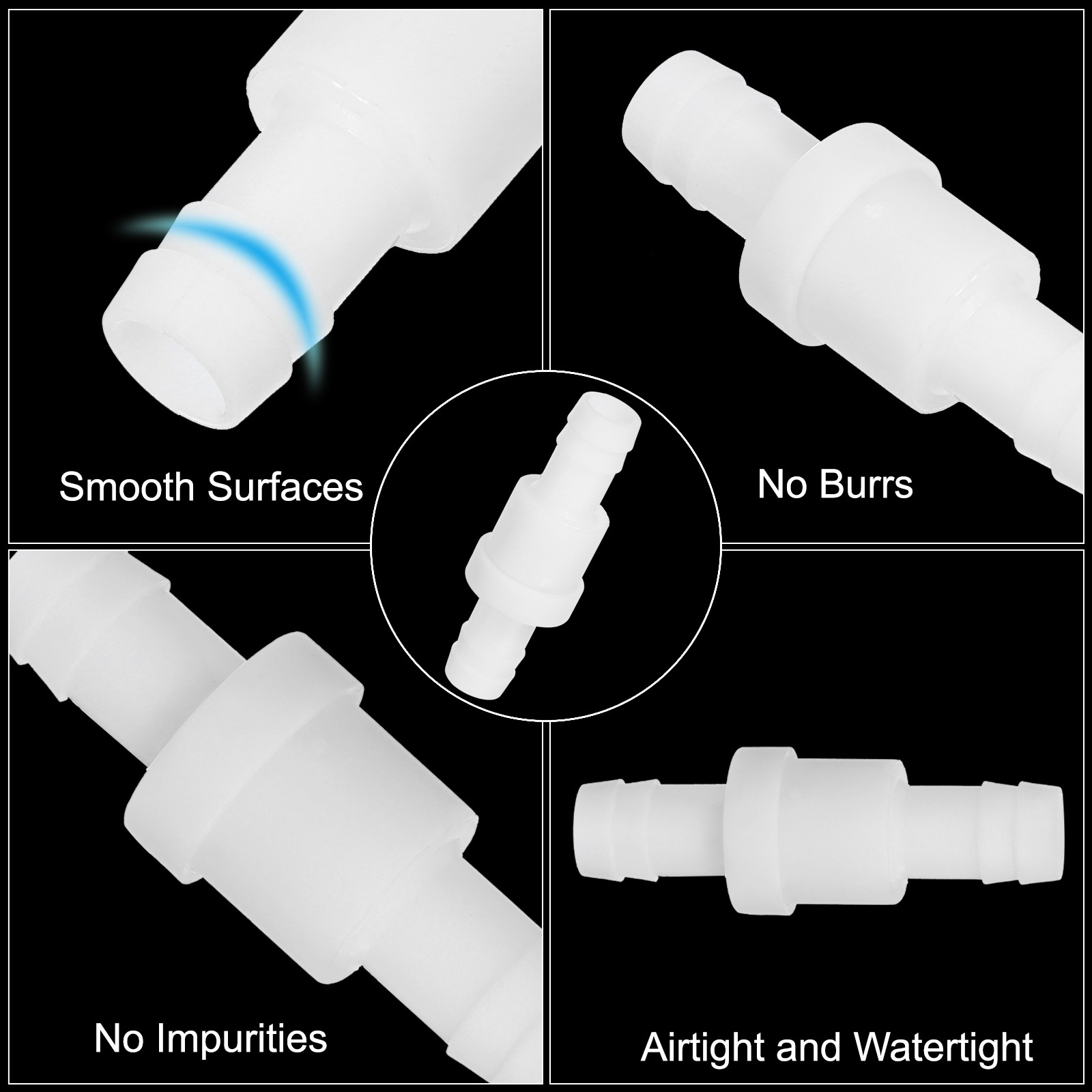 2 Pcs 1/2" Plastic One Way Inline Check Valve Barb Hoses Non Return White