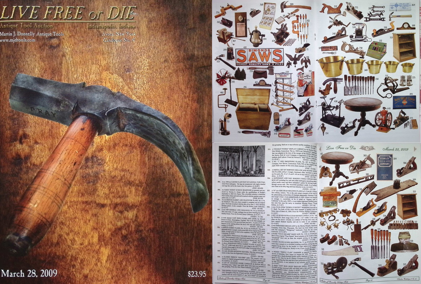 Full Color March, 2009 (IC09) Antique Tool Auction Catalog & Prices Realized