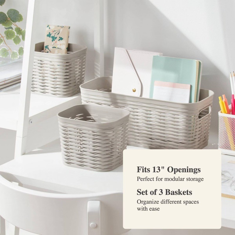 3pk Wave Assorted Decorative Basket 5L Narrow 2c