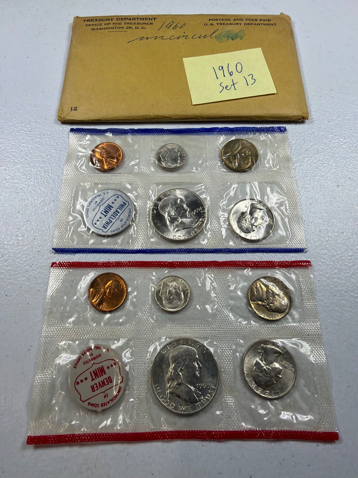 (1) 1960  US MINT SILVER P & D Set,  in all OGP,  w/ 90%  SILVER COINS,   SET 13