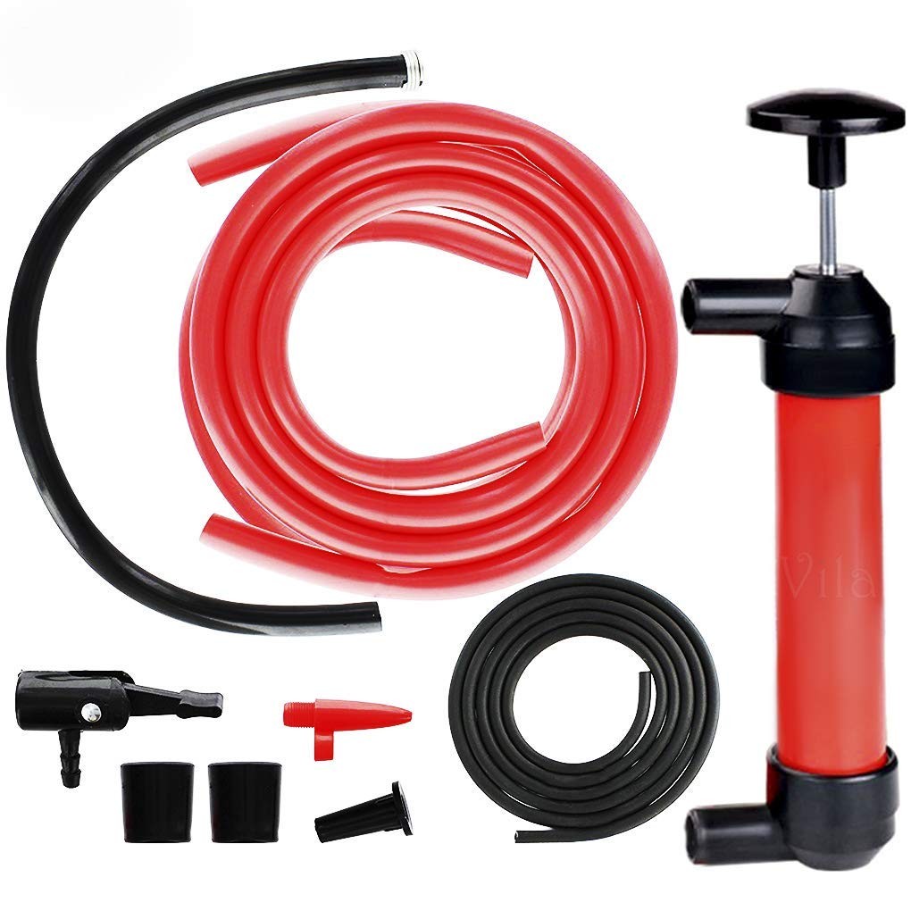 Vila Multi-use Manual Fuel Transfer Pump Kit - Portable Water & Black and Red