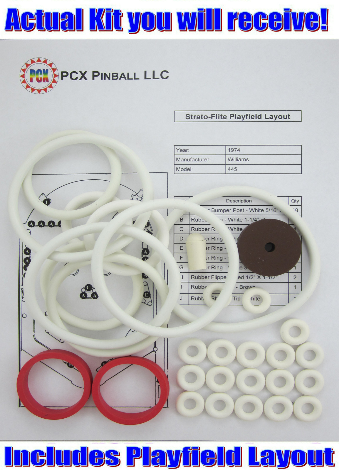 1974 Williams Strato-Flite Pinball Machine Rubber Ring Kit