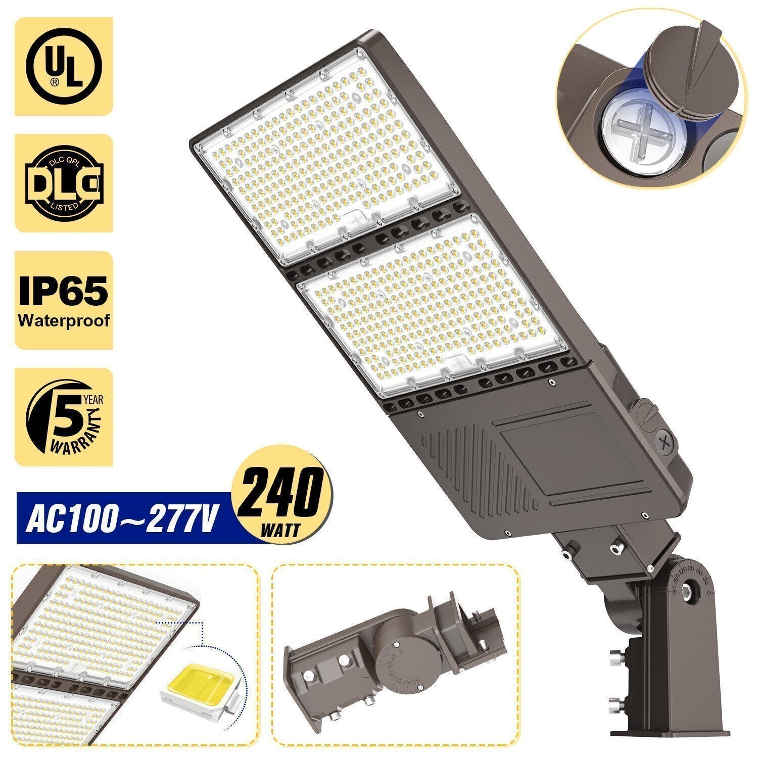 240W LED Parking Lot Light LED Shoebox Light Dusk to Dawn Street Lighting UL&DLC