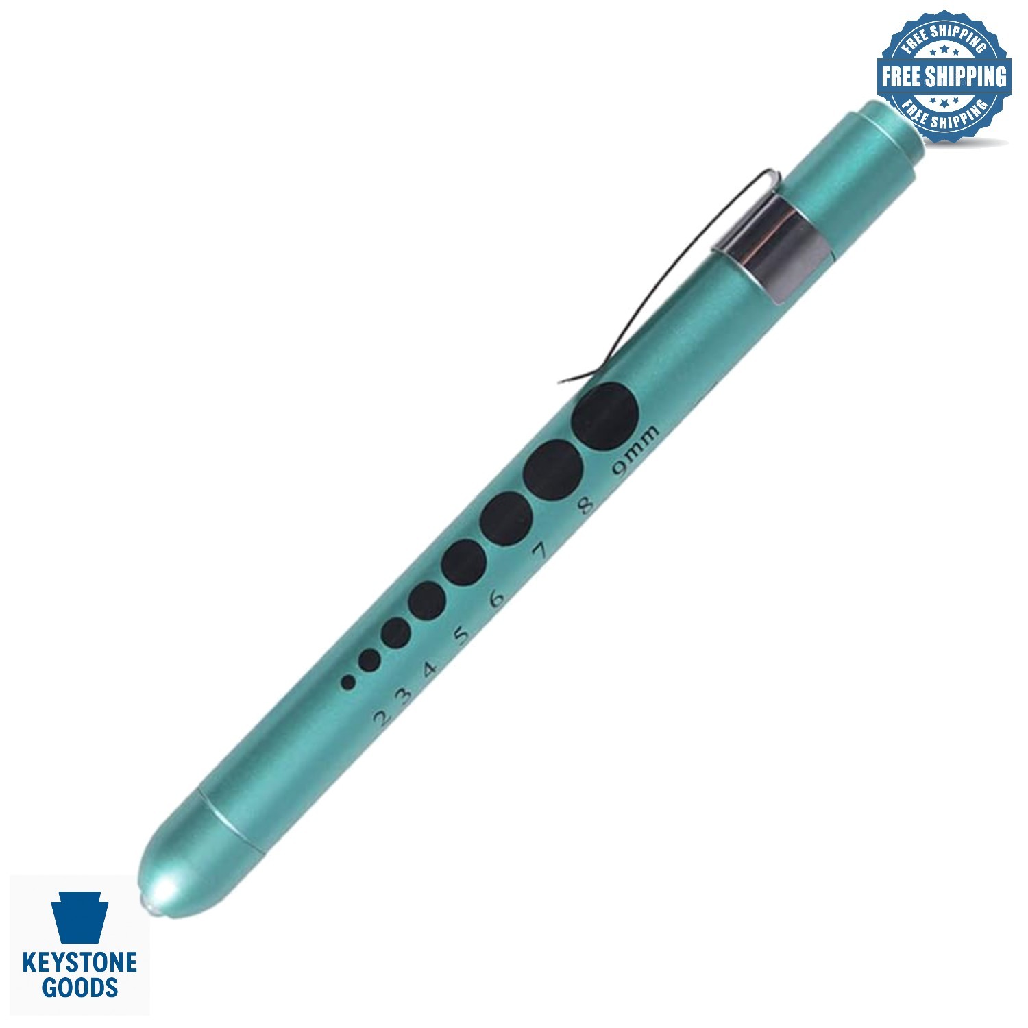 Teal Reusable LED Medical Pen Light with Pupil Gauge & Ruler - Nurse & Doctor...