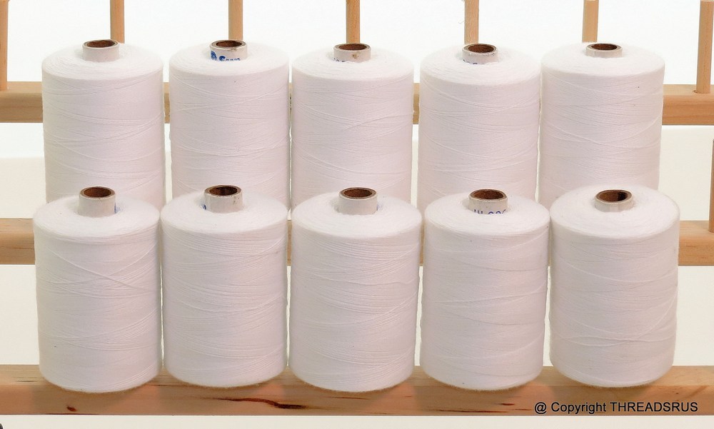 NEW STRONG 10 WHITE 3PLY 1000yards each SEWING QUILTING SERGER THREADS