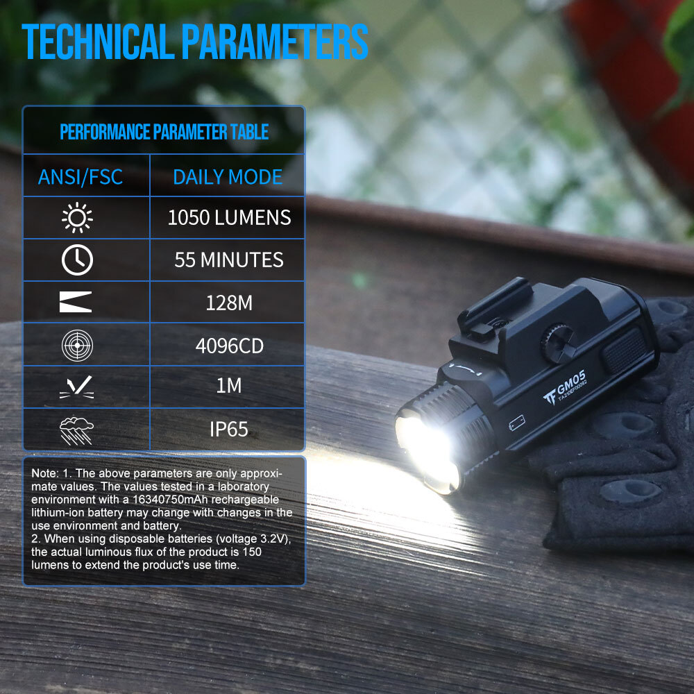 TrustFire 1050LM Rechargeable Tactical Weapon LED Flashlight LED Pistol Light