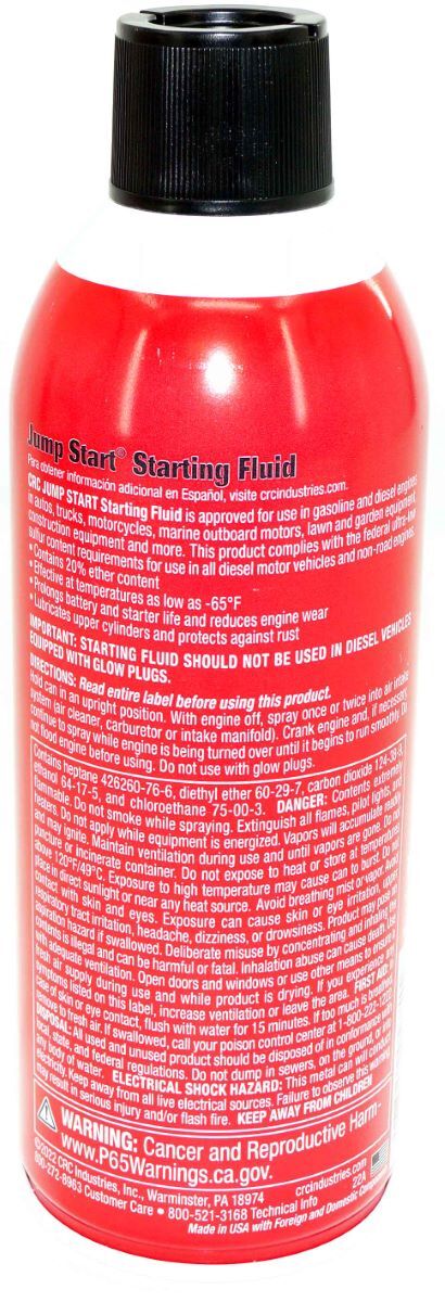 CRC 05671 Jump Start Starting Fluid with Lubricity 11 Wt Oz