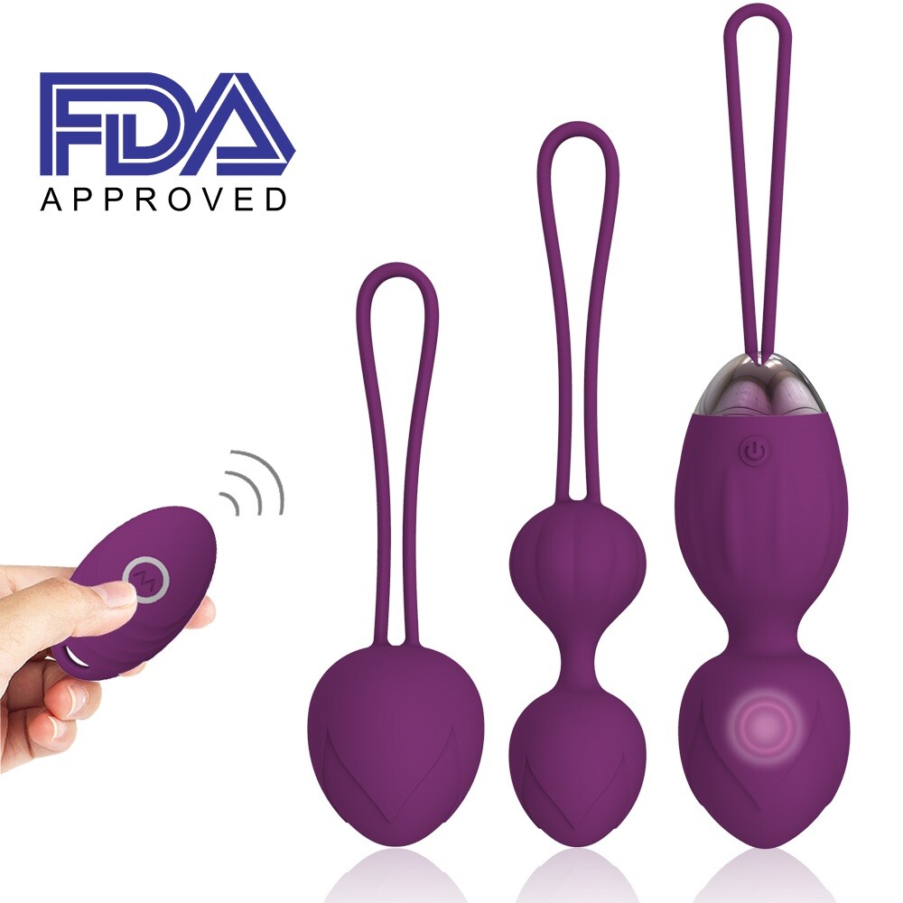 Silicone Kegel Balls for Pelvic Floor Exercises &Tighten 3 pcs w/ Remote Control