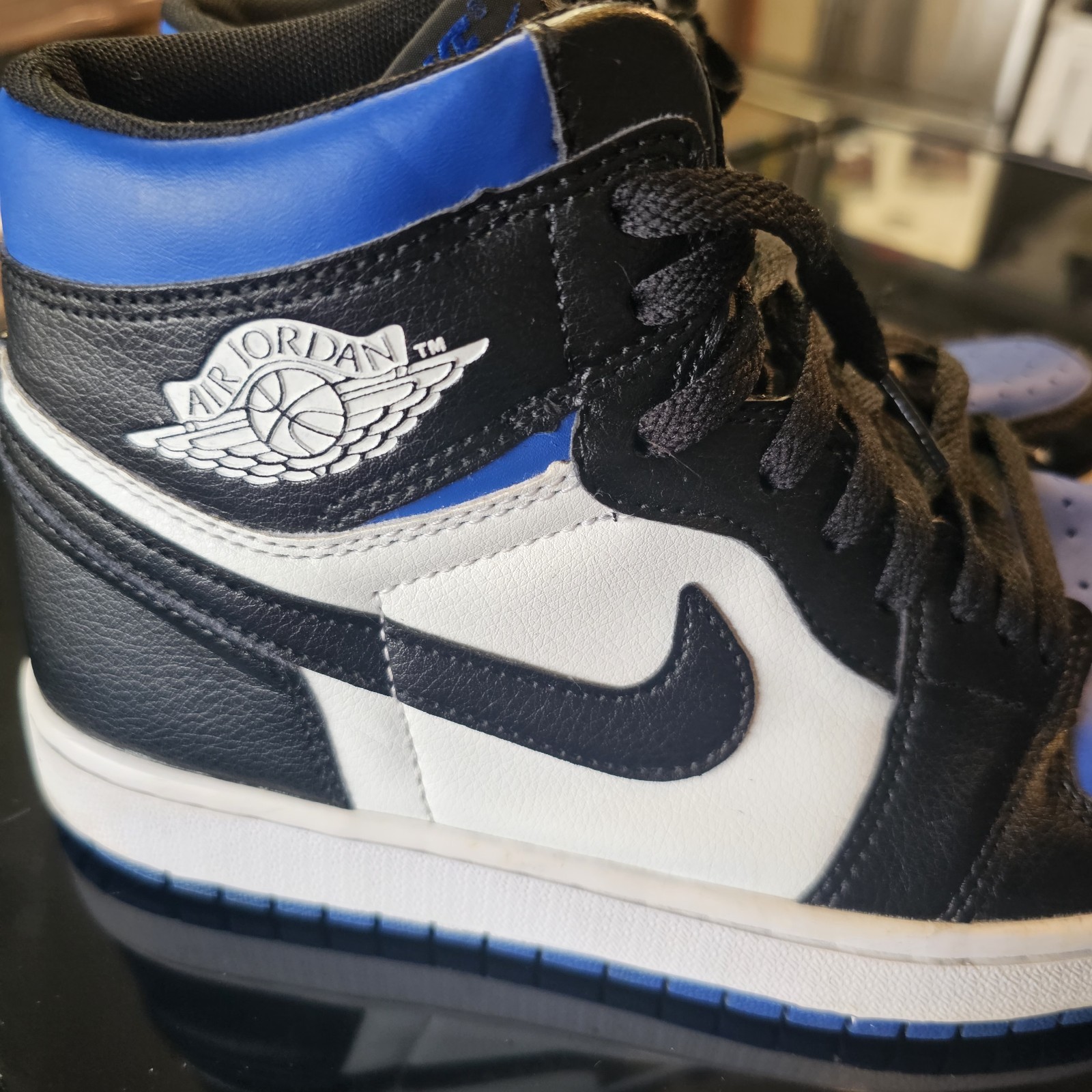 Nike Air Jordan 1 Mid Black Blue White Mens Size 8 EU 41 CU1726-100