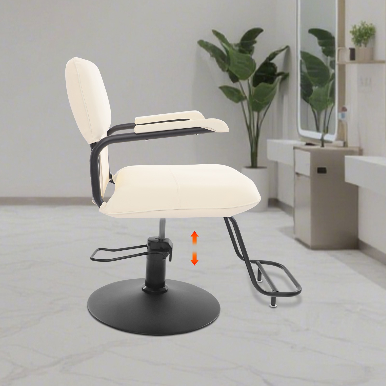 Salon Styling Chair, 360° Swivel Barber Chair, Adjustable Beauty Chair -white