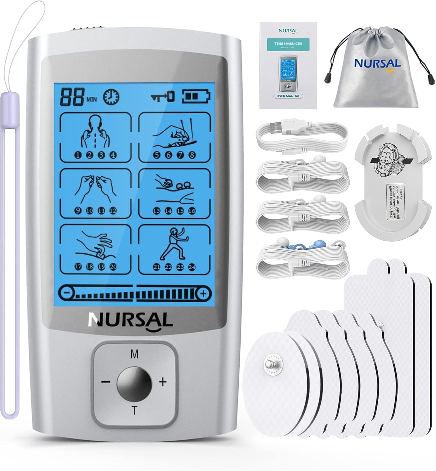 24 Modes TENS Unit Muscle Stimulator with Continuous Stimulation, Rechargeabl...