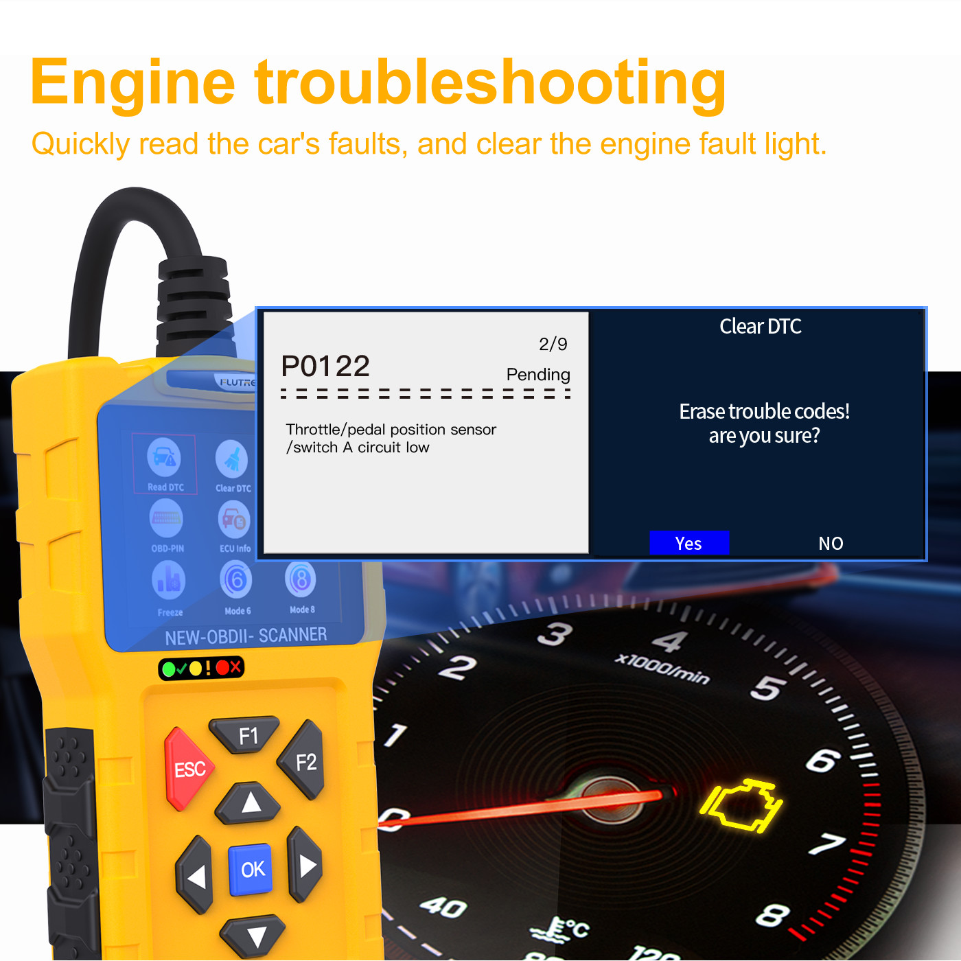 Automotive OBD2 Scanner Diagnostic Tool Check Engine Code Reader Battery Tester