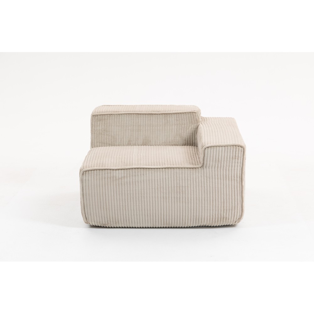 Corduroy Sofa Sectional 3-Seater Modular Deep Seating Couch Beige