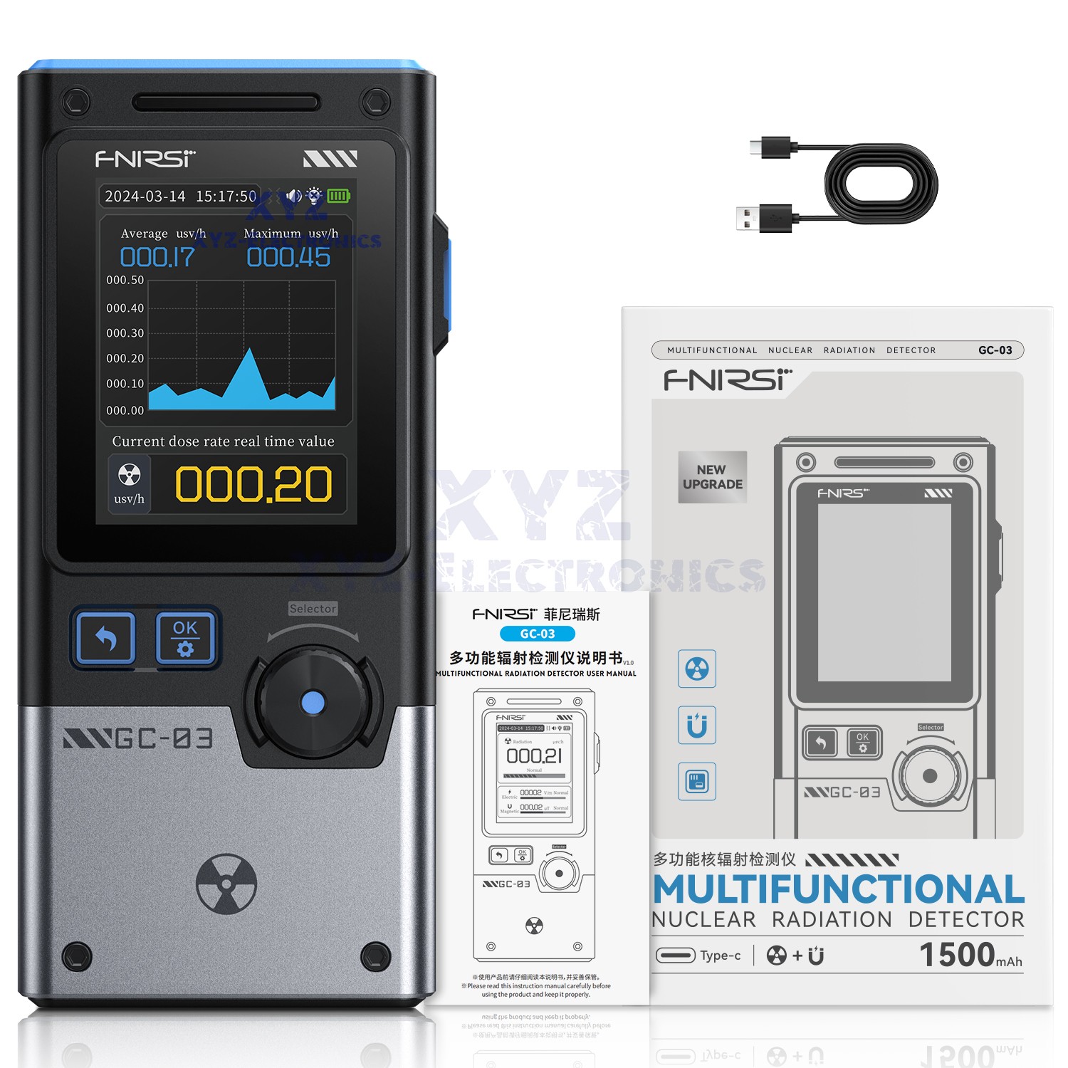FNIRSI GC-03 3-IN 1 Electromagnetic Radiation Detector NR+EF+MF Detection Tools