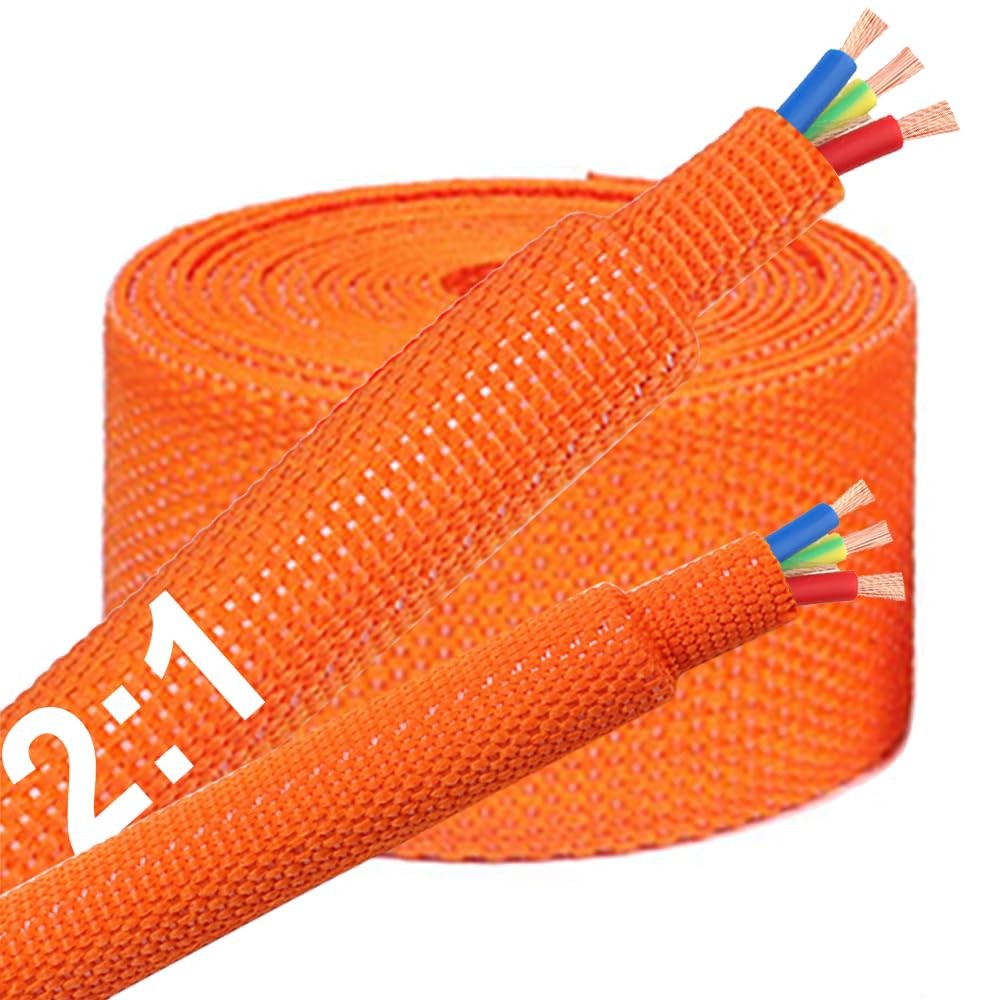 20 FT 3/4 inch 21 Heat Shrinkable Braided Sleeving Heat Shrink Sleeve Abrasio...