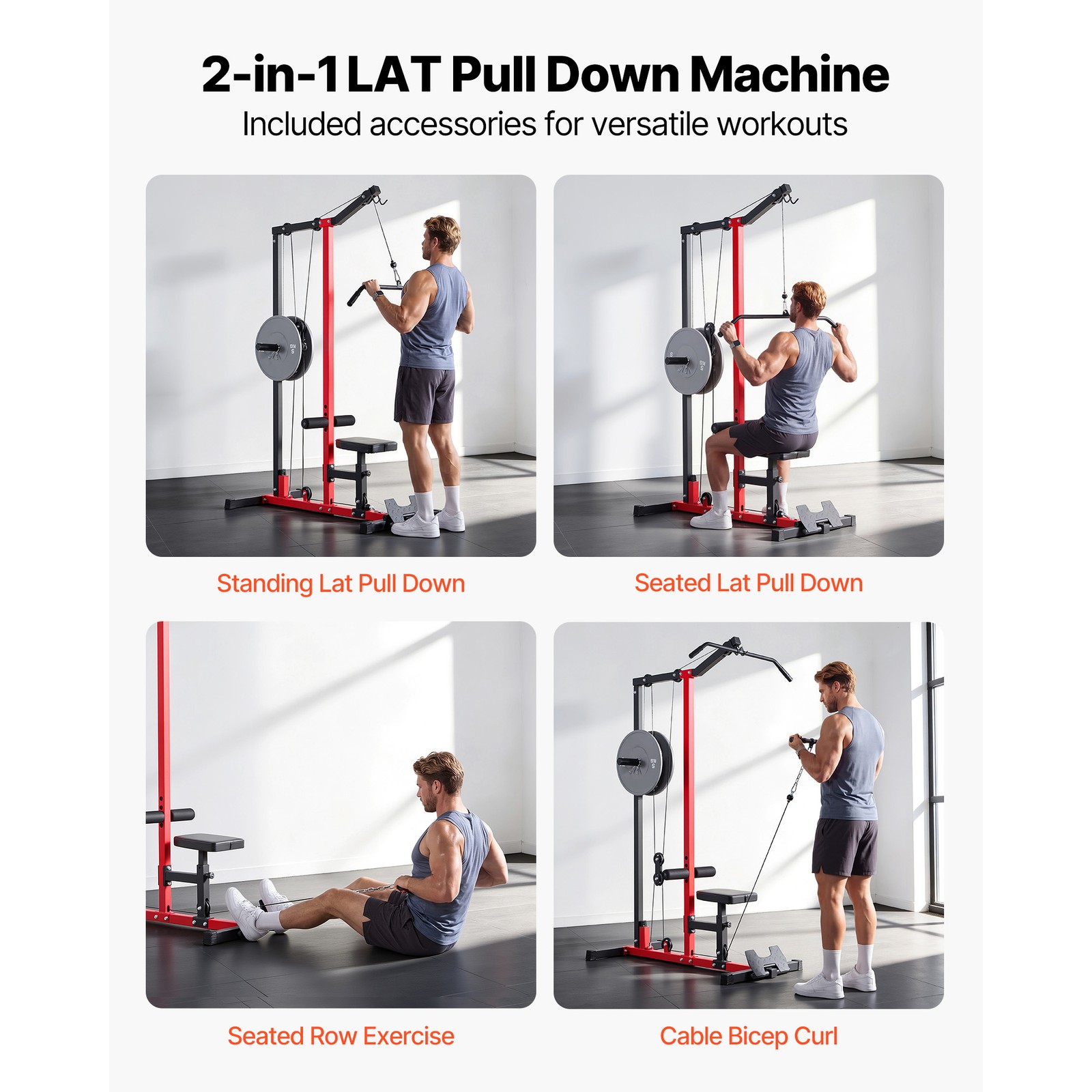 Uimoso 2-in-1 LAT Pull Down Machine with Adjustable 3-Level Seat