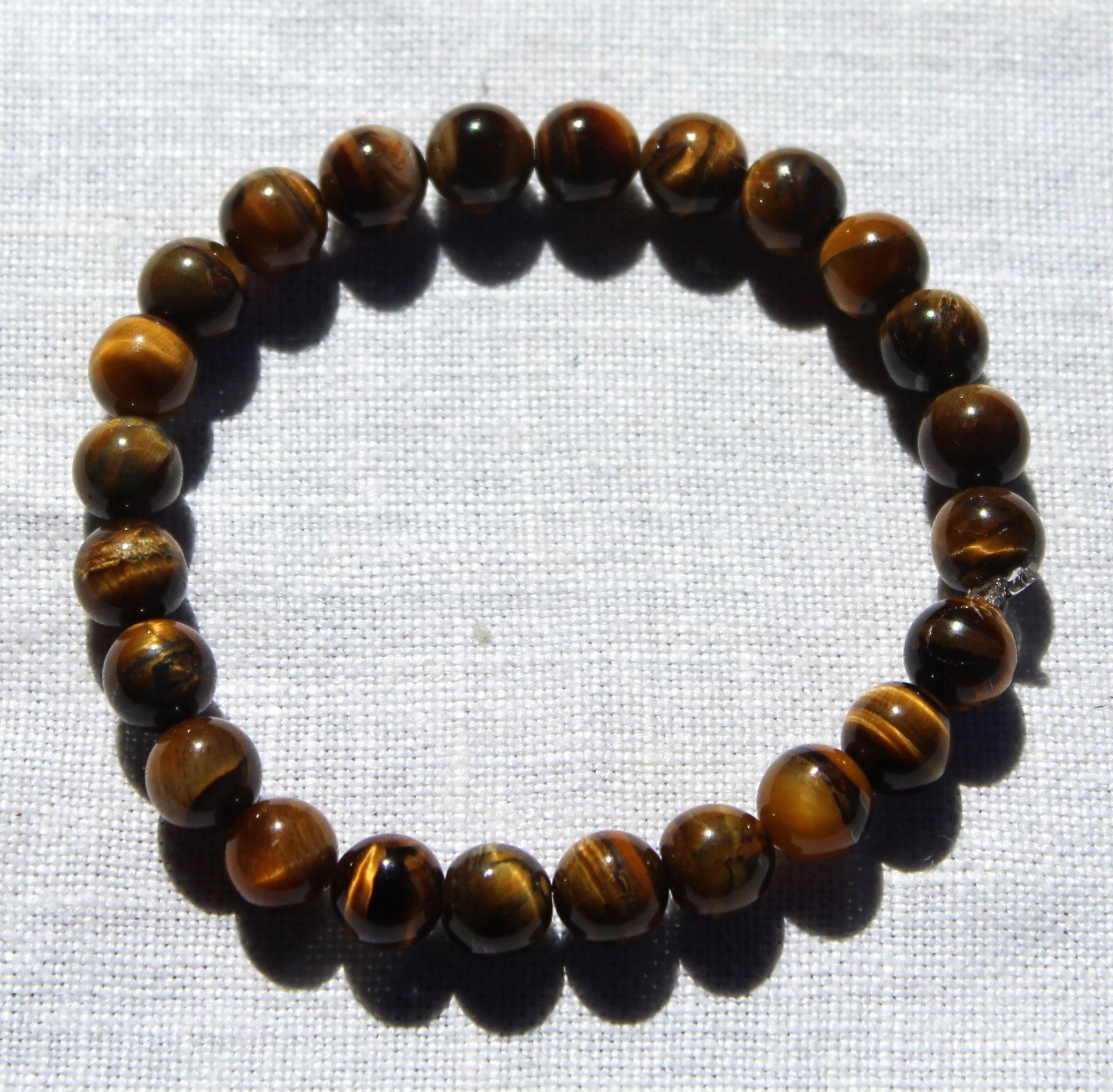 Handmade Stretch Bracelet - 8mm Tiger's Eye - Spiritual Stability - Select Size