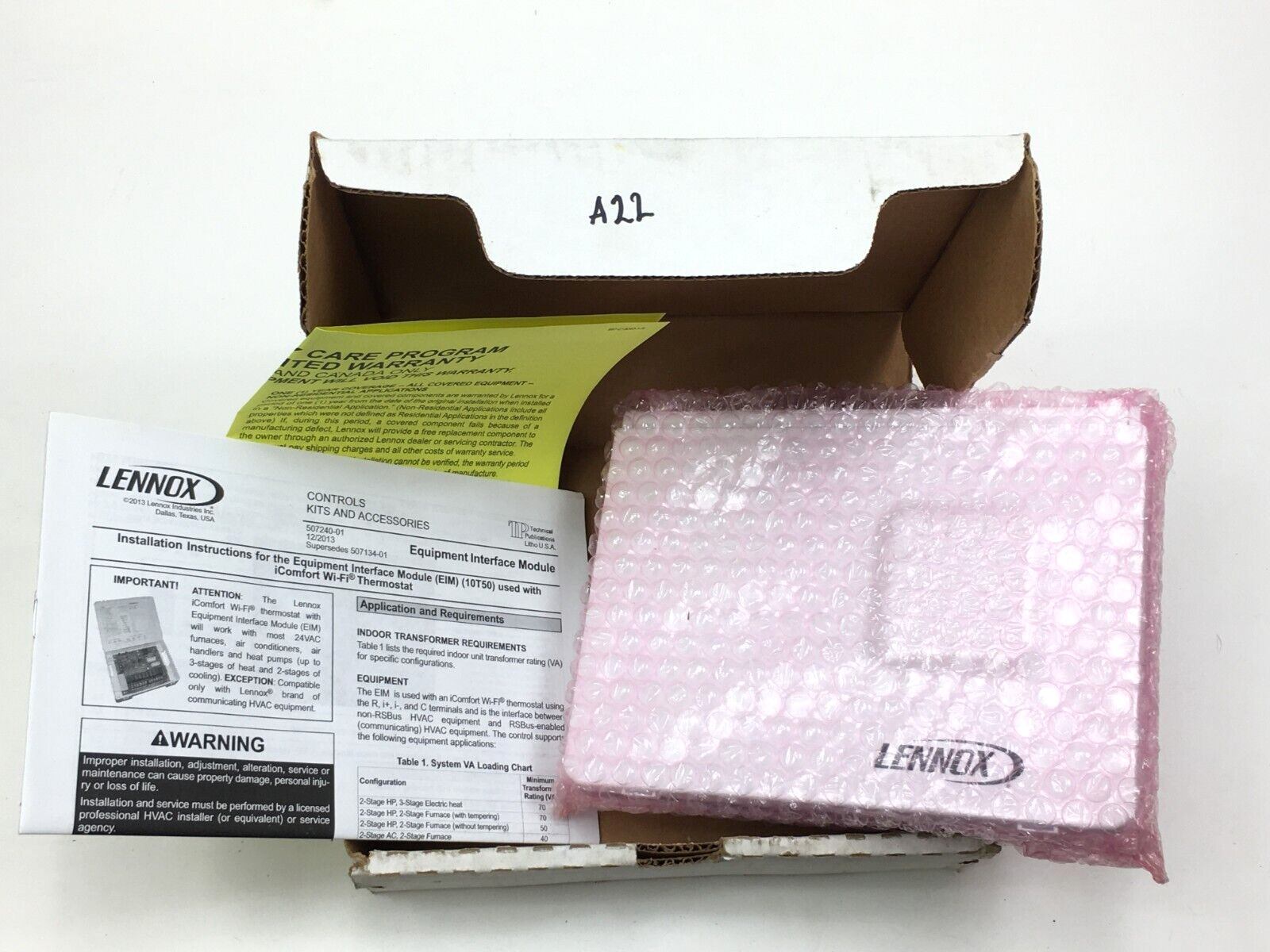 Lennox Equipment Interface Module 10T50 1184-212 Ver 1.9 new old stock #A22
