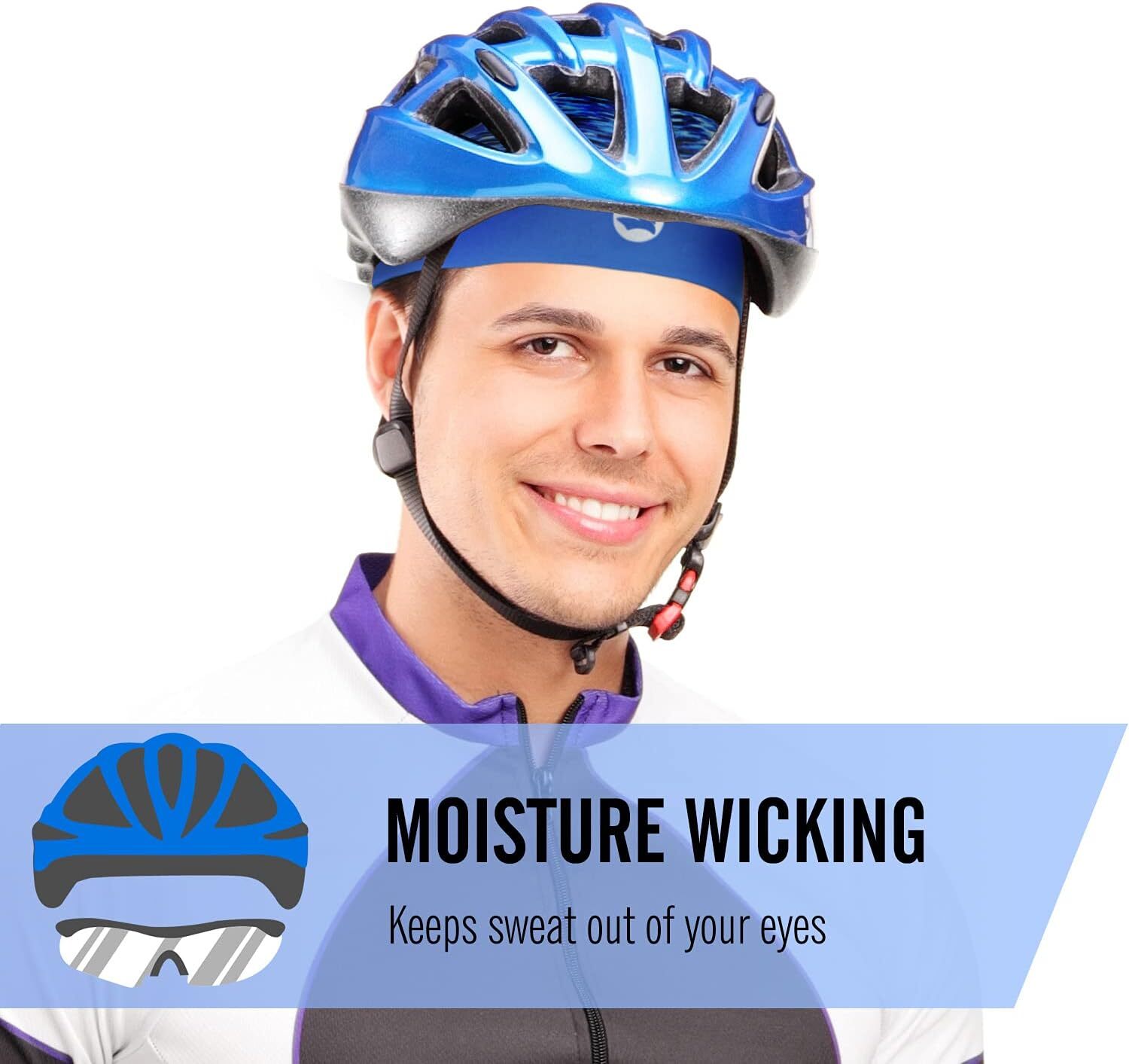 Low-Profile Cooling Helmet/hard hat Liner, Amaranth Red + Black Strips