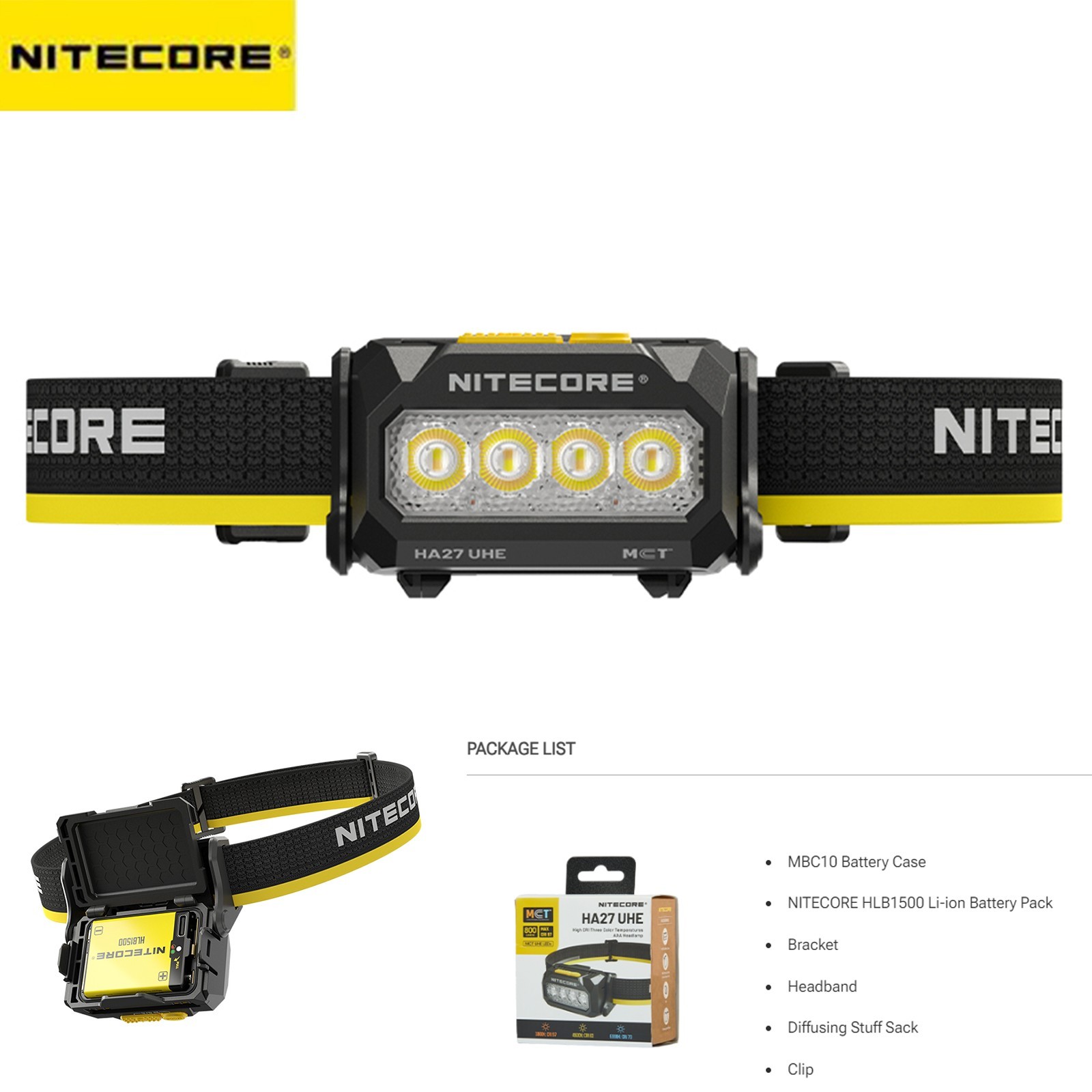 Nitecore HA27 Modular Headlamp 800LM UHE High-CRI Headlight with HLB1500 Battery