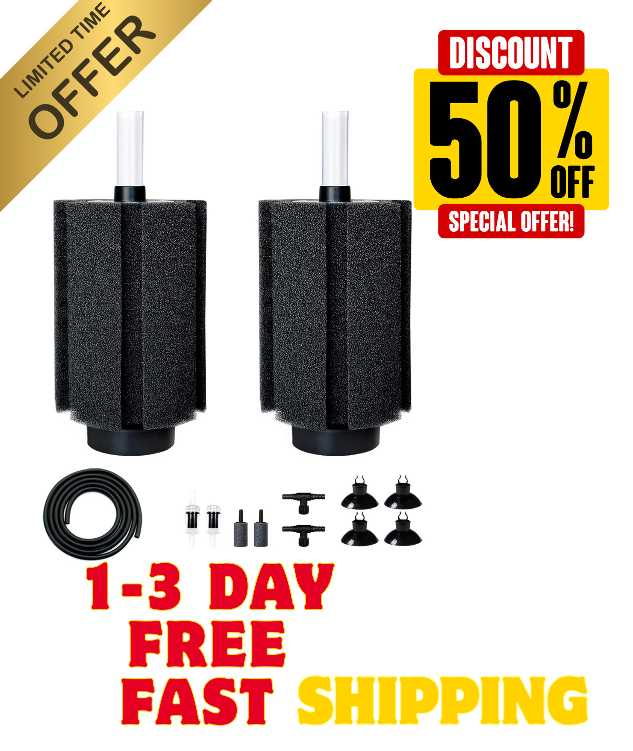 100-120 Gal Large Aquarium Sponge Filter with Large(2 Pack) for 80-150
