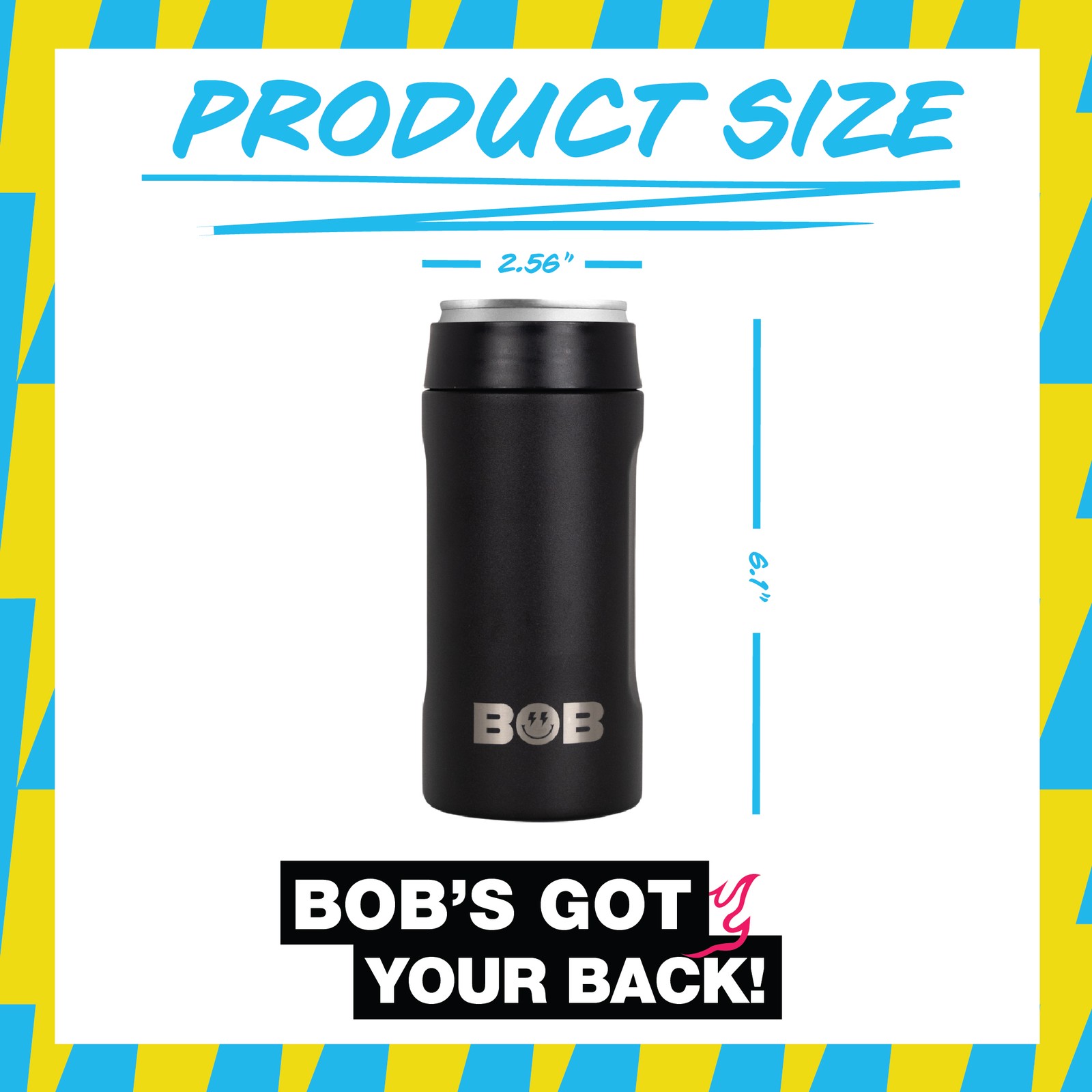 Bob The Cooler - 12oz Slim "Bob's Chillin" Can Insulator - Sleek Design (Black)
