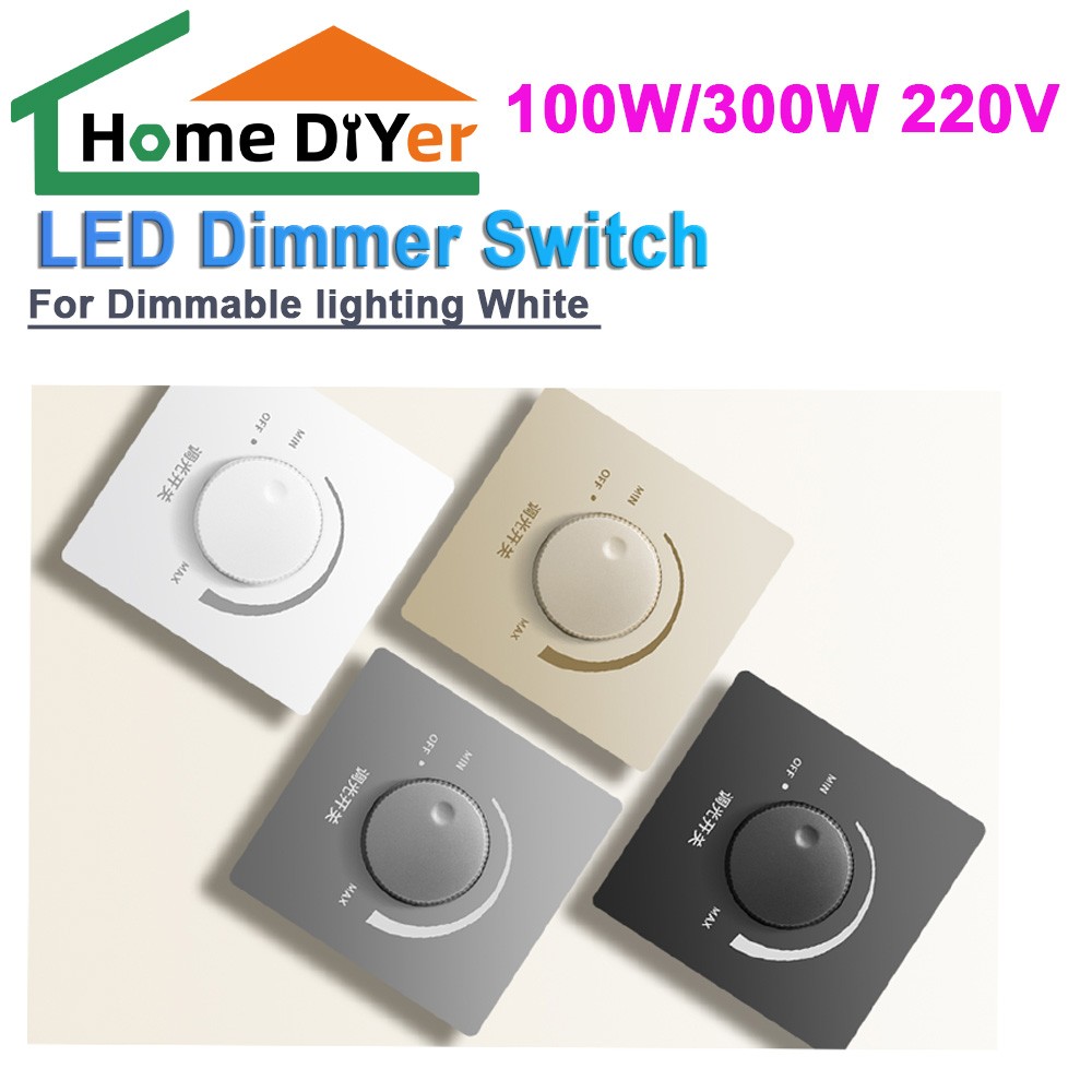 LED Dimmer Single Light Switch for Dimmable lighting White 100W/300W 220V