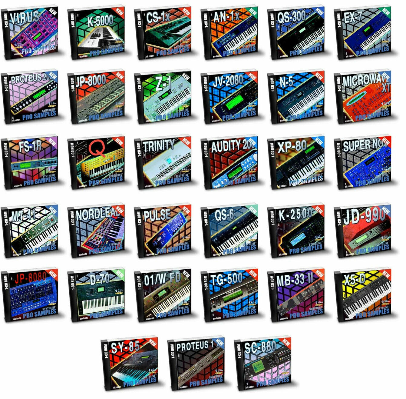 33 CDs AKAI Format Synthesizer Sample Library CDs for professional use