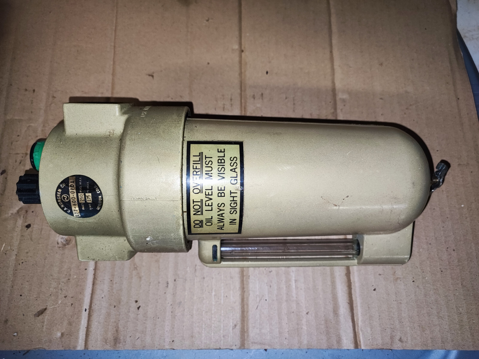Norgren L17-600-OPDA Lubricator NOV 7811662 Inlet 250 PSIG Temp 175◦F L17600OPDA