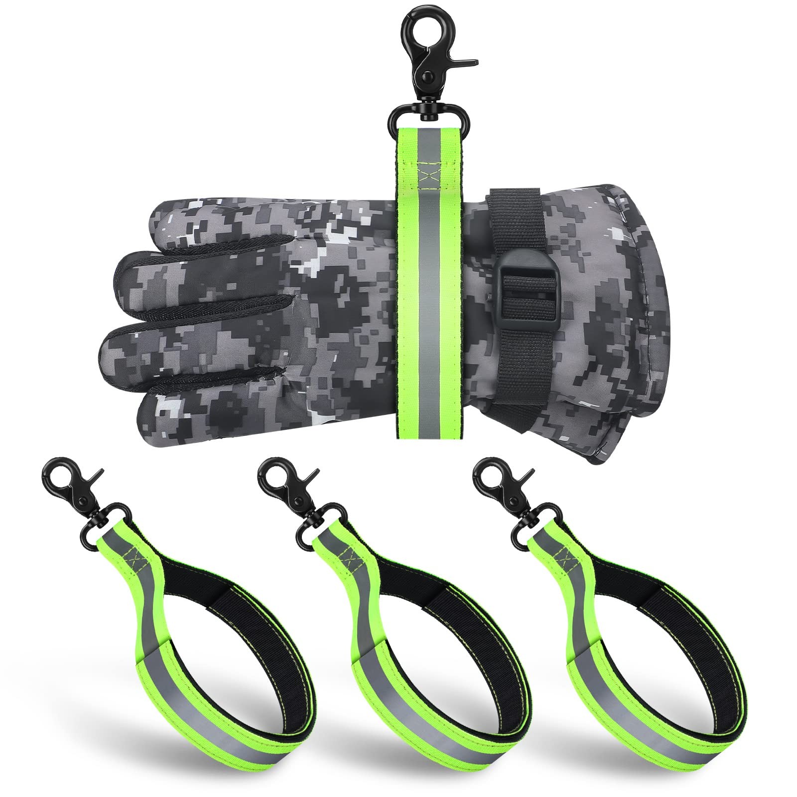 Shappy 3 Pcs Firefighter Glove Strap Adjustable 3 Count (Pack of 1), Yellow