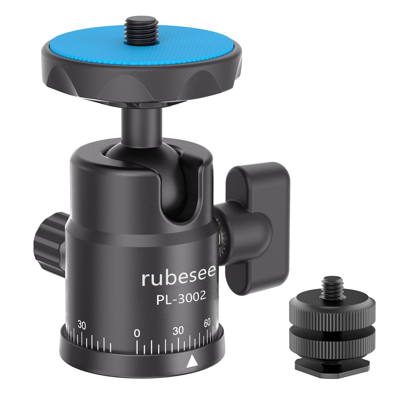 Mini Ball Head, rubesee Panoramic Camera Tripod Head with 1/4" Screw black