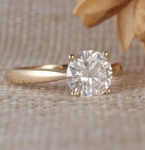 Lab-Created 2.40 Ct Round Cut White Diamond Wedding Ring 14K Yellow Gold Plated