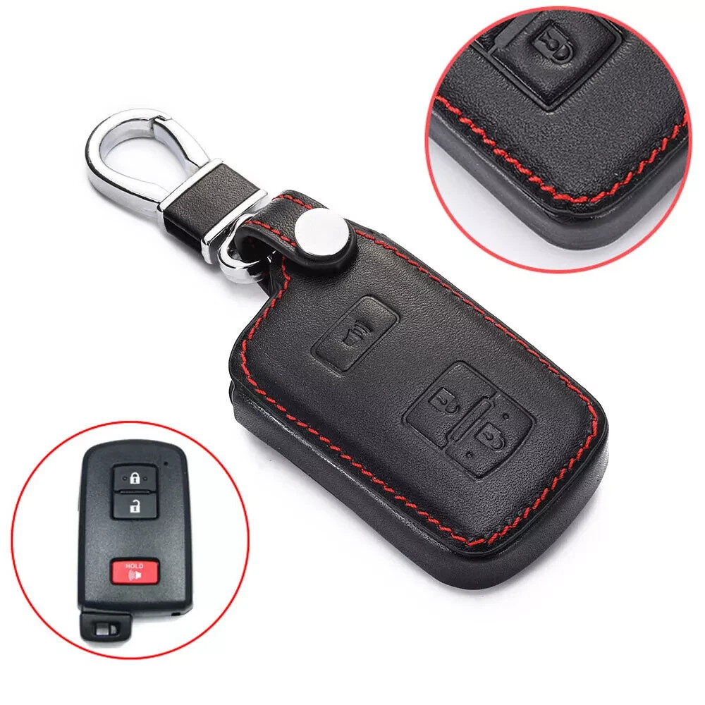 For Toyota 4Runner Tacoma Tundra 3 Button Leather Remote Key Fob Bag Cover Case