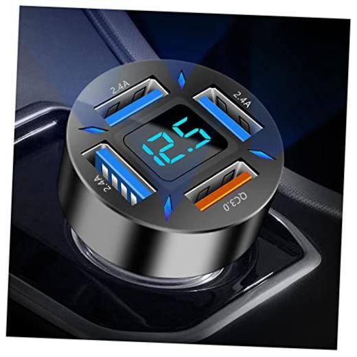 4-in-1 Car Charger 66W Super Fast Charging with USB 2.4A&QC Black-QC/2.4A