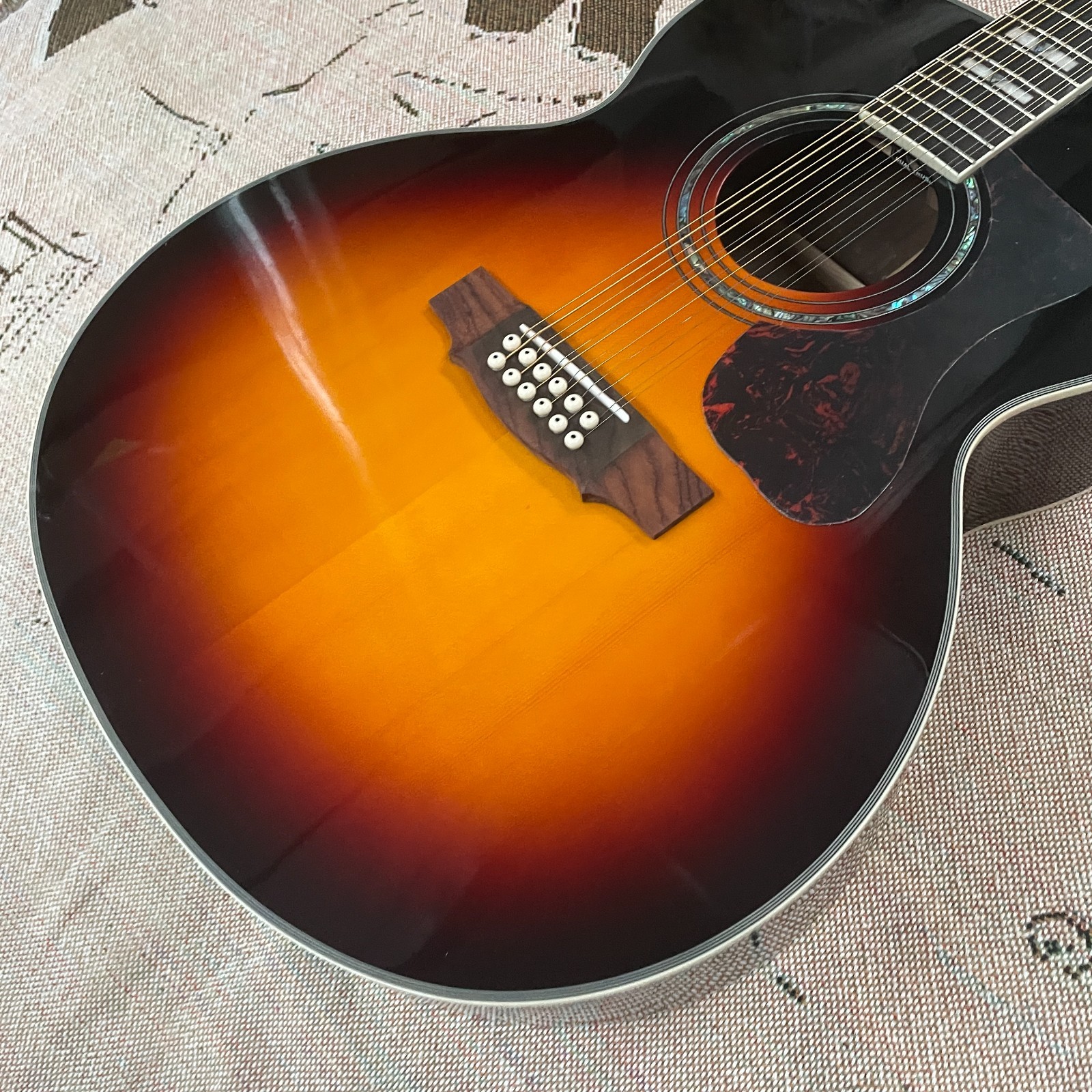 SJ200 Acoustic Electric Guitar 12sTRING Only Top Solid Spruce B&S Maple FreeShip