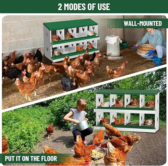 8 Holes Chicken Nesting Box Coop Egg Laying Box with Roll Out Egg Collection US