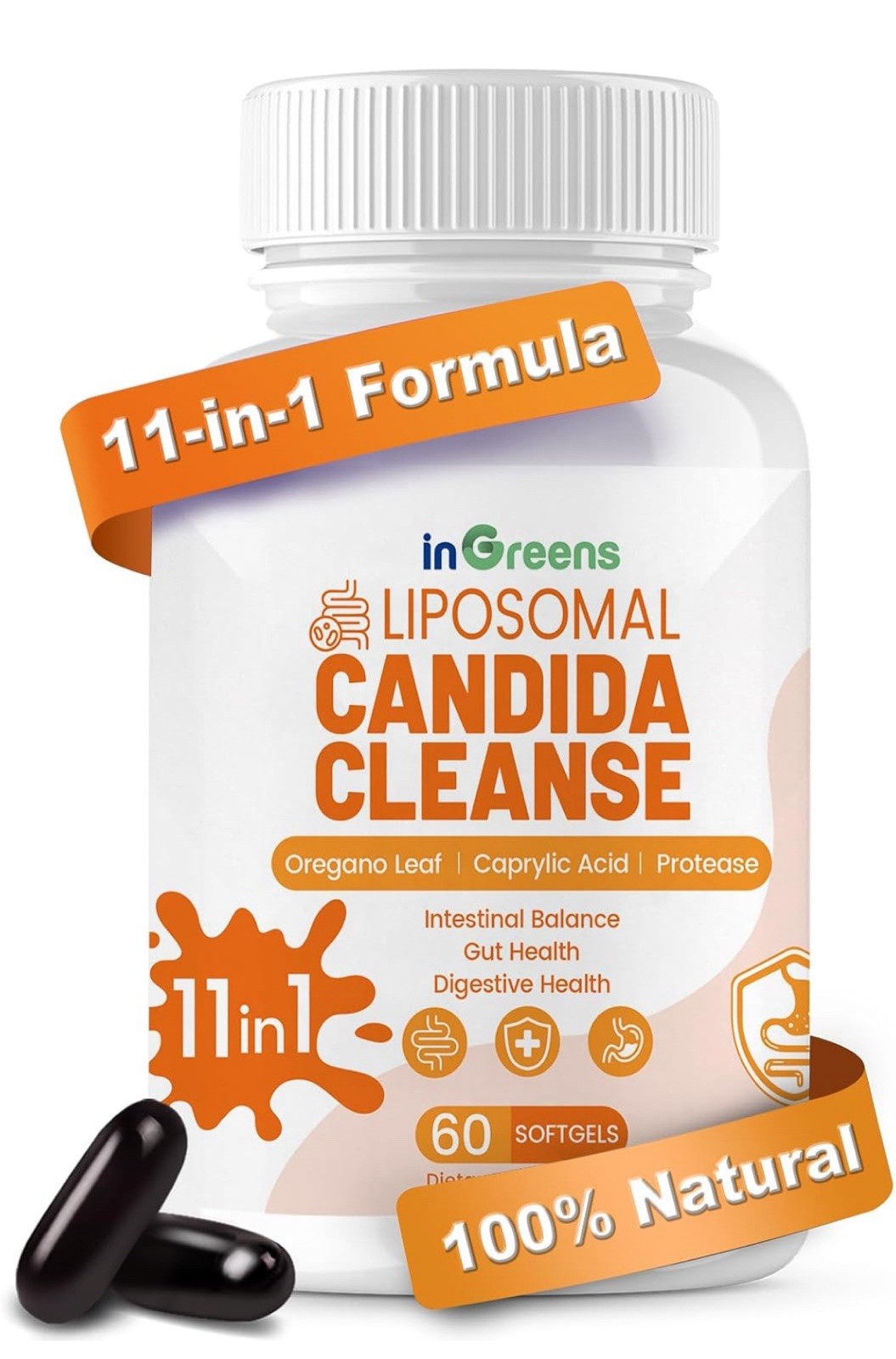 inGreens 11-in-1 Candida Cleanse Advanced Candida Cleanse Detox for Women & M...