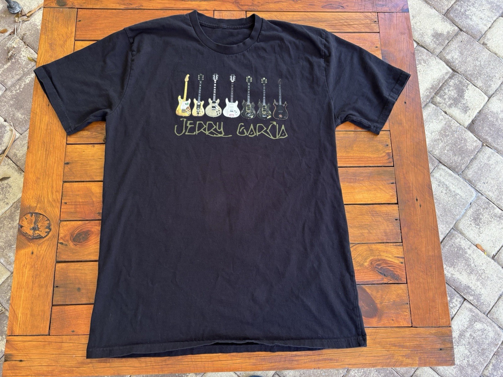 Jerry Garcia Guitar History Men's Large Tee Shirt, Black NO TAG