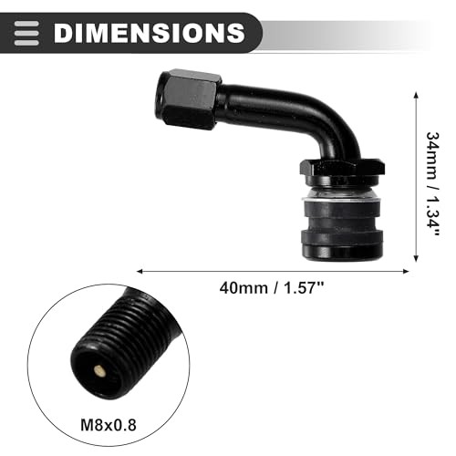 Universal Motorcycle Valve Stem, Metal, Black, 4 Pcs