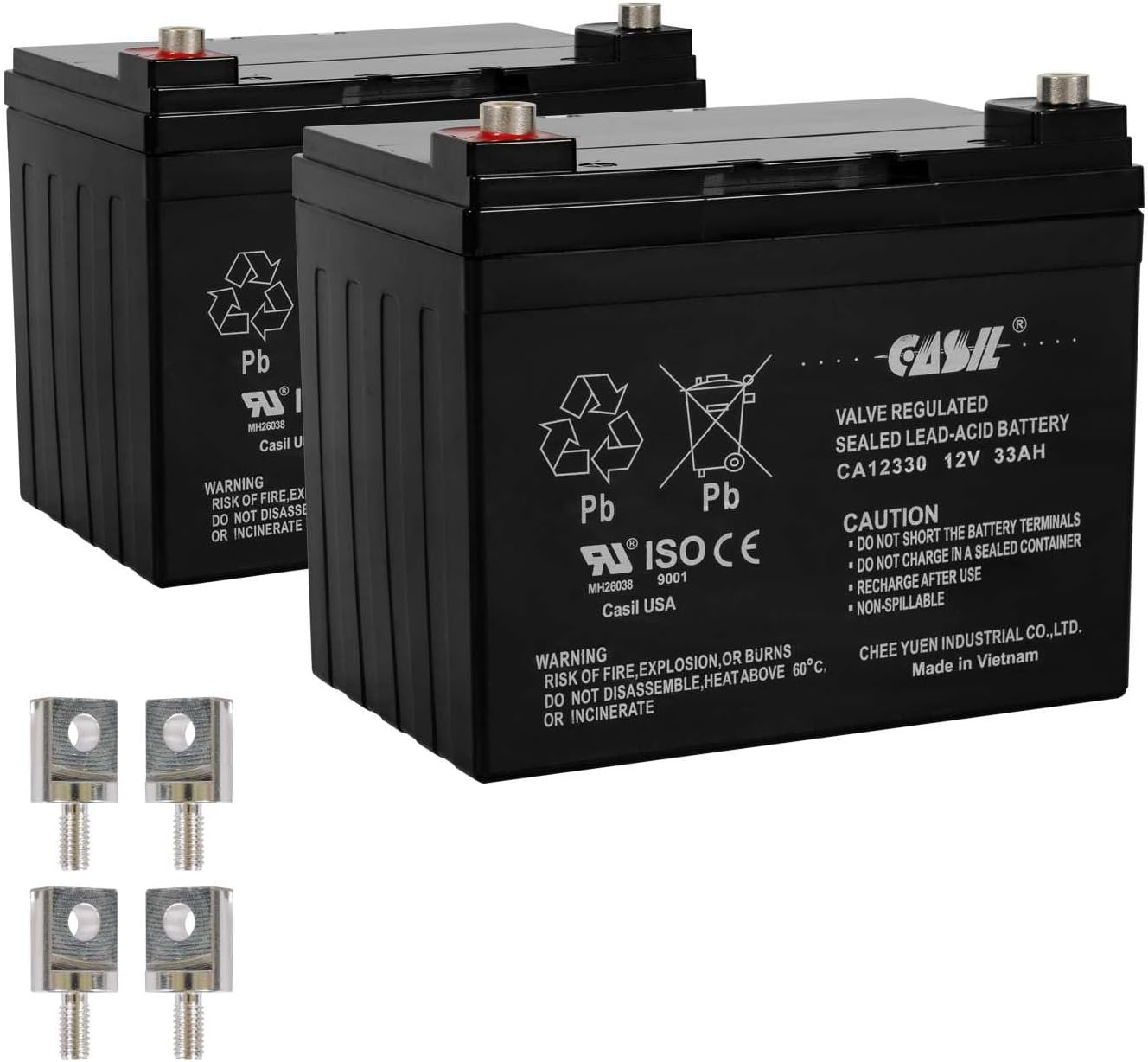 2-Pack 12V 33Ah AGM Mobility Scooter & Wheelchair Batteries – Replaces 31Ah 32Ah