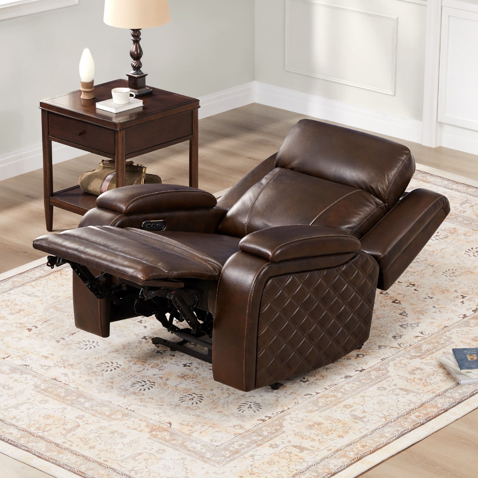 CHITA Genuine Leather Power Recliner Chairs, Zero Gravity Recliner w/ Headrest