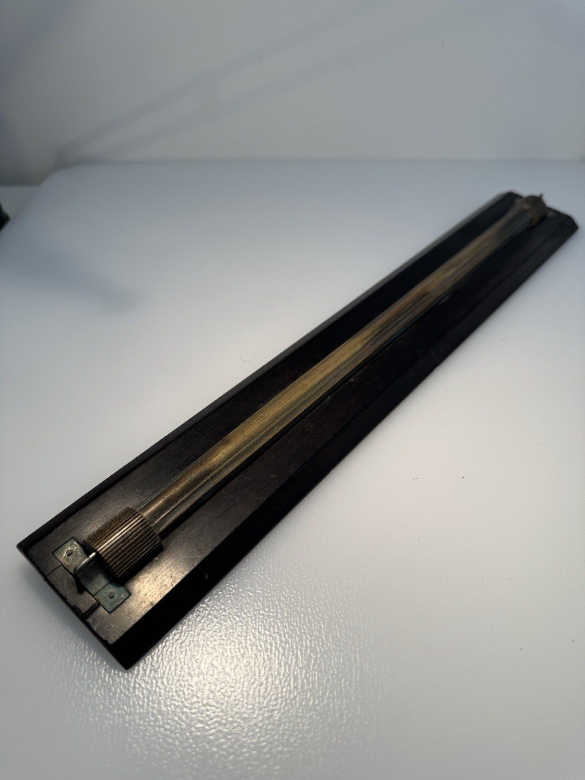 ANTIQUE ROLLING RULER 36.5cm WOOD & BRASS , NAUTICAL / ARCHITECT / DRAUGHTSMAN
