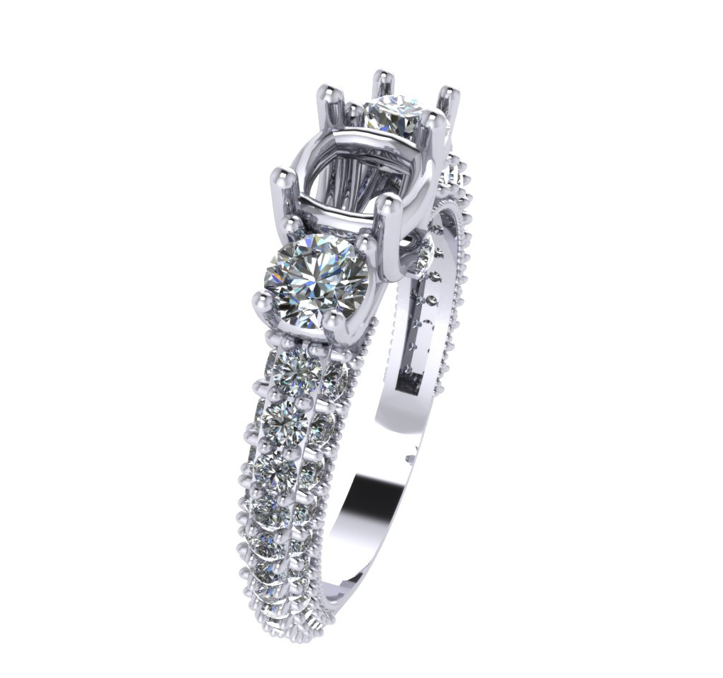 1.85 ct Round Cut Diamond Semi Mount Engagement Ring