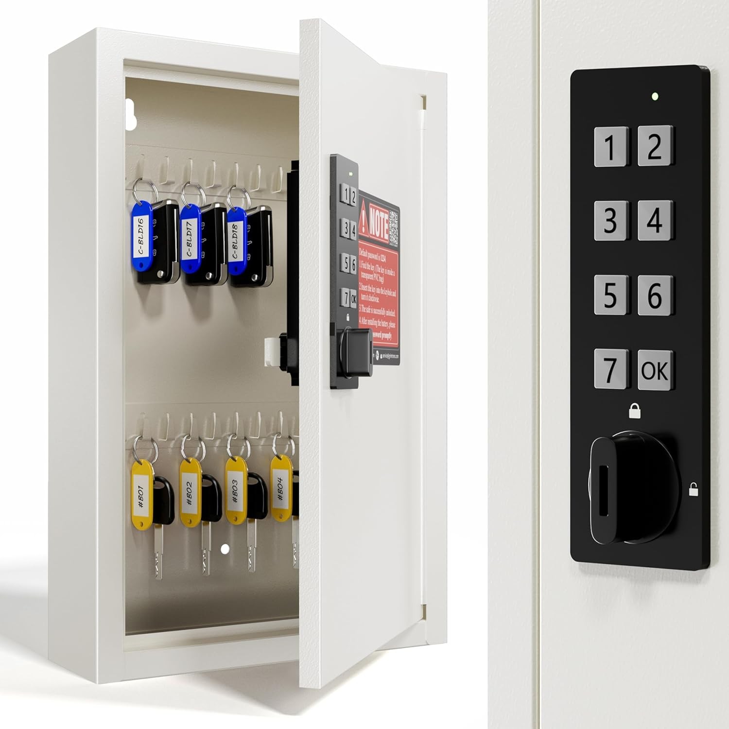 Electronic Wall-Mounted Key Lock Box with Code - Secure Key Storage Cabinet