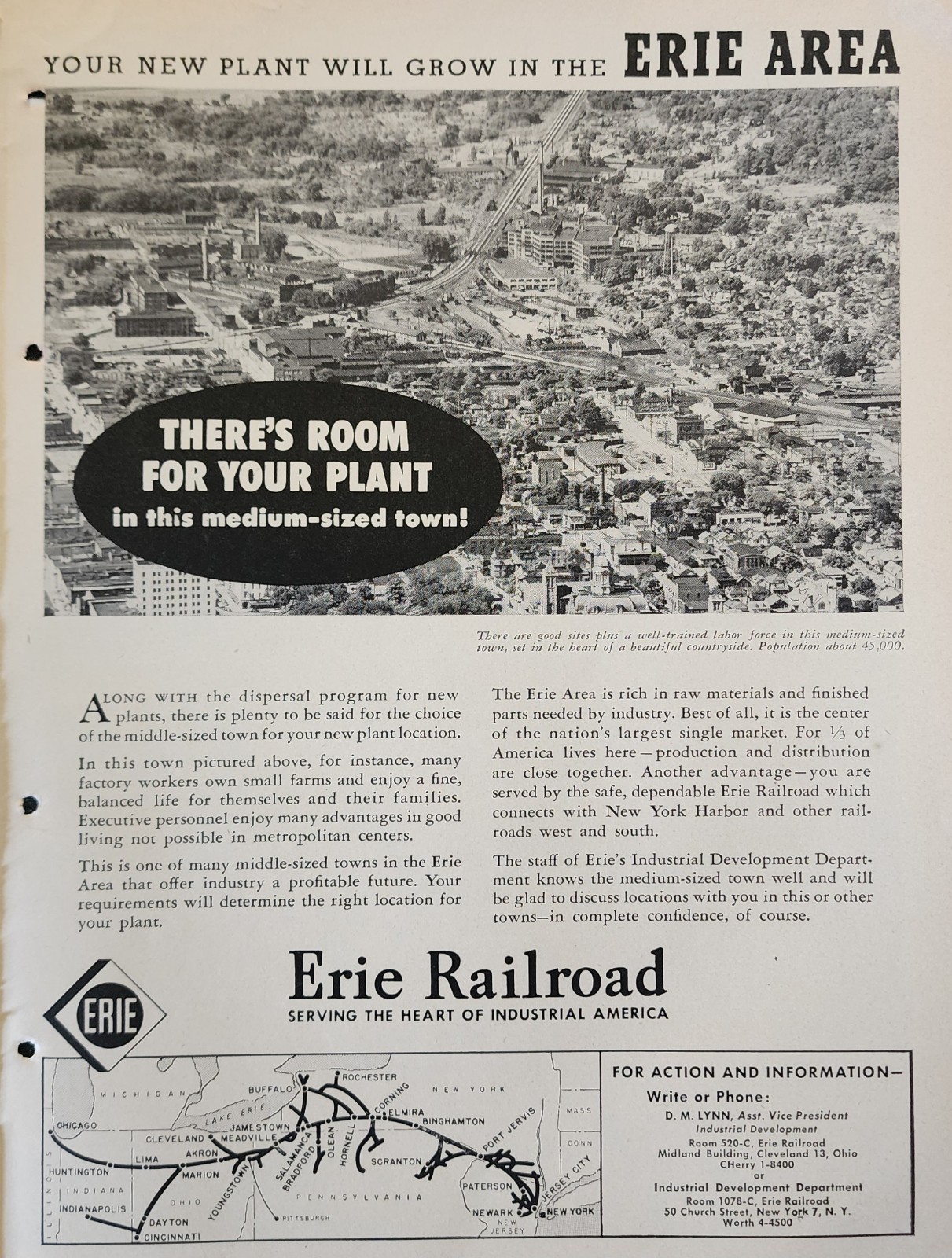 Erie Railroad Train Picture Magazine Ad Vintage Original Decor There's Room