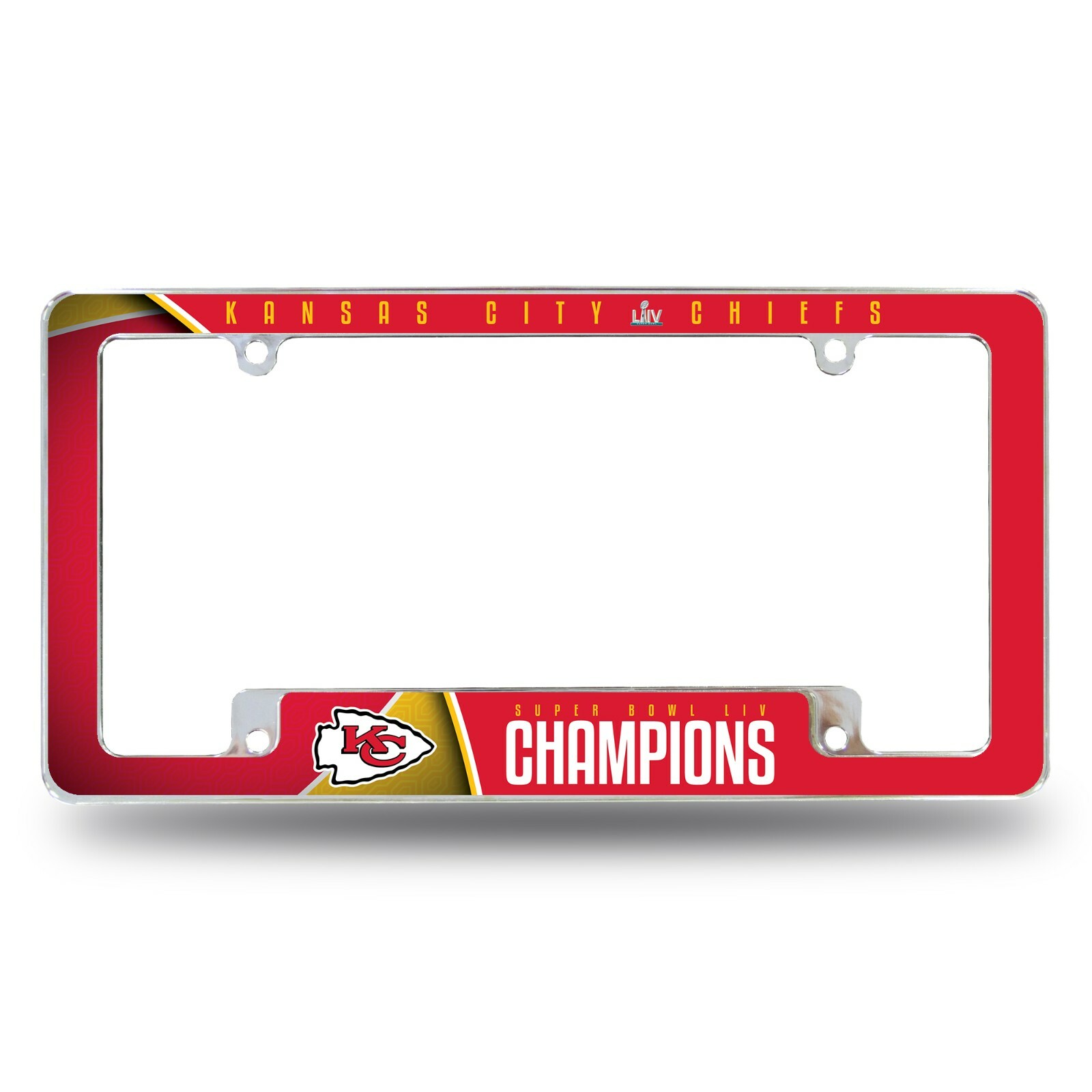 Kansas City Chiefs Super Bowl LIV Champions ALL OVER Chrome License Plate Frame