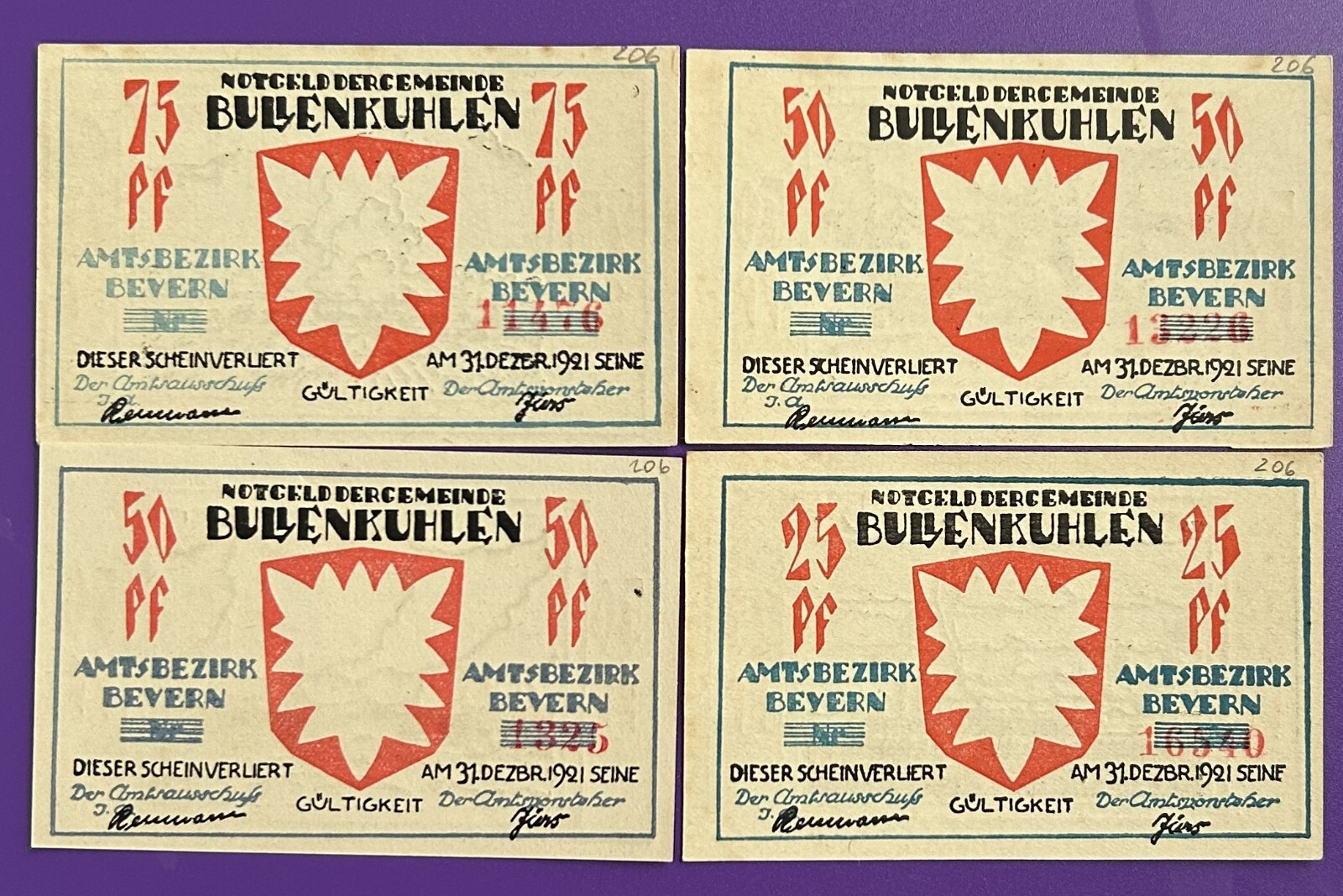 Germany. Notgeld.  25. 2 х 50. 75  pf.   Bullenkuhlen