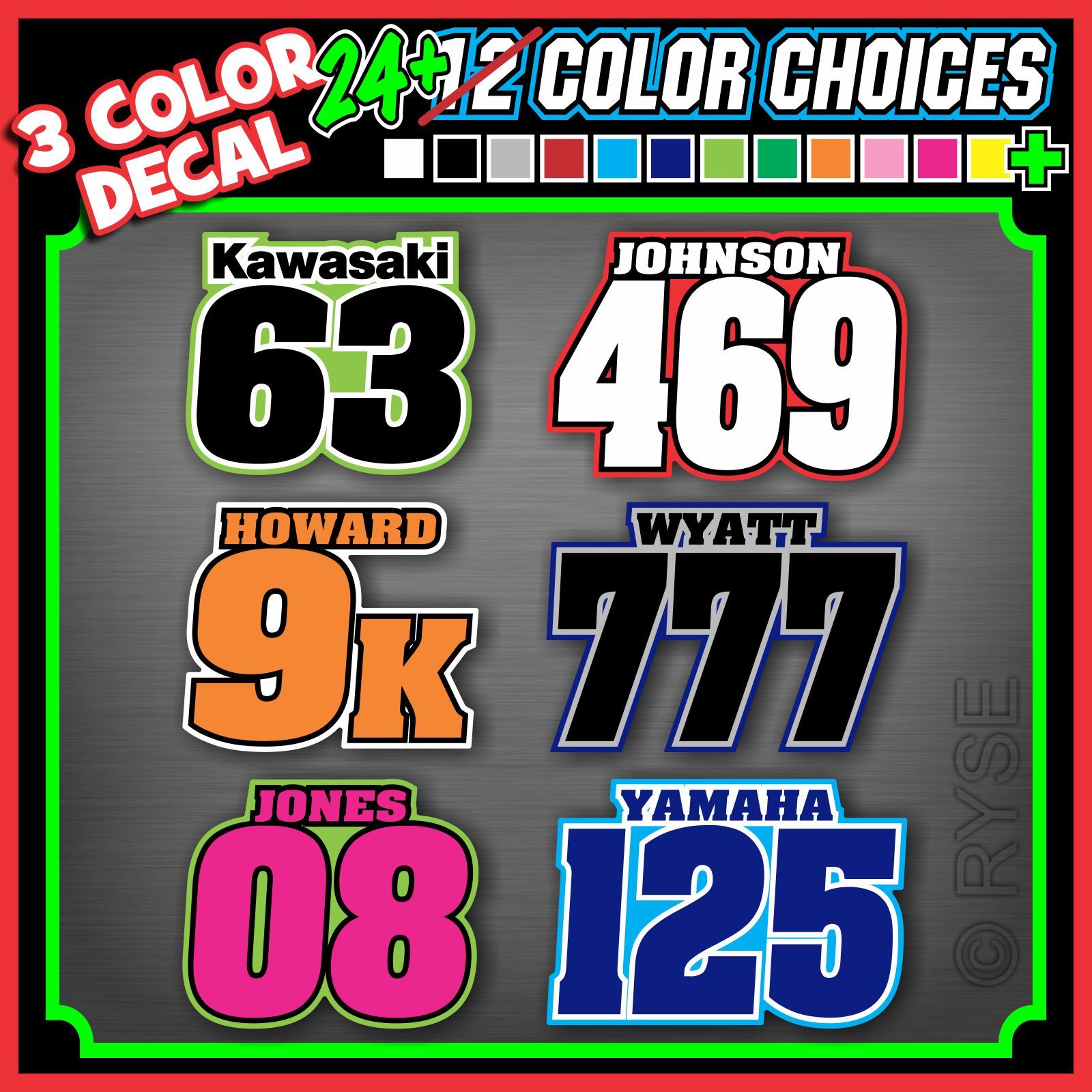 Custom Dirt Bike Racing Name Number Stickers Set Plate Decals SX MX ATV Go Kart